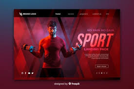 Download Sport Landing Page With Photo For Free Landing Page Landing Page Design Vector Free