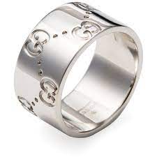 Gucci Women S Vintage Gucci 18k White Gold Logo Wide Band Ring 860 Liked On Polyvore Vintage Silver Jewelry Vintage Silver Rings White Gold Ring Band