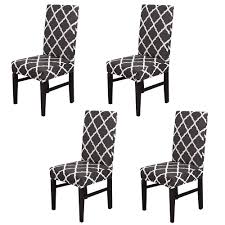 Custom dining chair covers in one week. Dining Chair Slipcovers Set Of 4 Spandex Dining Chair Covers Geometric Printing Removable Stretchable Banquet Kitchen Dining Room Chair Seat Covers Protector For Party Living Room Home Carbon Black Buy Online In