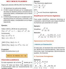 Mcd Y Mcm De Polinomios Regla Para Calcular El Mcm Y Mcd De Operaciones Con Fracciones Adicion Y O Sustr Polinomios Formulas Matematicas Matematica Ejercicios