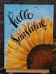 Hello Sunshine Sunflower Hand Painted On Tiny Canvas With Easel Custom Designs Small Miniature Painting Little Canvas Art Flower Art Diy Art Painting Sunflower Canvas Paintings Amazing Art Painting