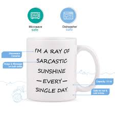 Funny Coffee Mug I M A Ray Of Sarcastic Sunshine Every Single Day Coffee Tea Cup 11 Ounce Funny Mugs Novelty Gift For Men Women Friends Birthday Novelty Dining Entertaining Waterfordcounseling Com
