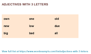 Looking for boy names that are 3 letters long? Adjectives With 3 Letters 376 Results
