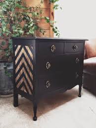 Chevron Black And Gold Dresser Redo Furniture Refurbished Furniture Diy Furniture Projects