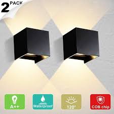 Indoor / outdoor light fixture; 2 Pack 12w Led Wall Lights Outdoor Waterproof Ip65 Wall Sconce Light 120 Adjustable Indoor Up Down Wall Lamp Aluminum Black Lighting Fixtures For Garden Gate Warm White Walmart Canada