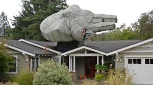 This house has epic christmas lights perfectly set to the star wars soundtrack. These Light Up Millennium Falcon Christmas Decorations