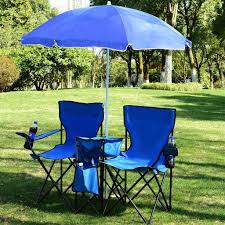 Portable Folding Picnic Double Chair W Umbrella Table Cooler Beach Camping Chair Beach Camping Beach Patio Camping Chairs