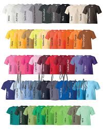 Every Color Gildan 500b Digital File Shirt Color Chart Gildan Youth Jersey Color Chart Etsy Color Chart Tshirt Color Chart