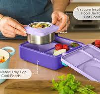 Amazon.com: Omie Box Bento Box for Kids - Lonchera Bento aislada con tarro  de comida térmico a prueba de fugas - 3 compartimentos, dos zonas de ...