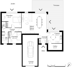 plan maison 100 m² avec 2 chambres ooreka
