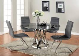 Contemporary Extravagant Round Glass Top Marble Italian 5 Pc Kitchen Set Grey Dining Tables Dining Room Table Set Modern Round Kitchen Table