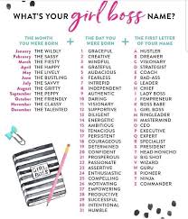 The Fiesty Fearless Boss Babe Funny Name Generator Funny Names Group Names Ideas