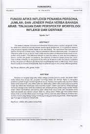 Setelah memberikan judul pada jurnal, susunan selanjutnya adalah bagian abstrak. Pdf Fungsi Afiks Infleksi Penada Pesona Jumlah Dan Jender Pada Verba Bahasa Arab Tinjauan Dari Perspektif Morfologi Infleksi Dan Derivasi Mast Oim Academia Edu