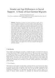 Pdf Gender And Age Differences In Social Support A Study Of East German Migrants