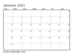 Printable calendars and planners january 2021. 2021 Printable Monthly Calendar