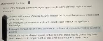 How to check credit score without social security number. Question 8 1 5 Points Which Of The Following Chegg Com
