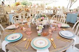57 Fresh Centerpieces And Decorations To Spruce Up Your Table For Spring Spring Table Settings Tea Party Table Settings Shabby Chic Table Settings