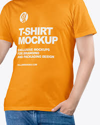 Man In A T Shirt And Jeans Mockup In Apparel Mockups On Yellow Images Object Mockups