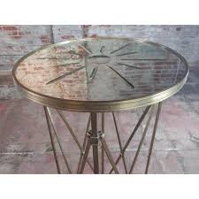 Carved from a branch of an acacia tree, this table features an open rectangular design that has been twisted in the middle for dramatic effect. French Director Empire Campaign Bronze Tall Side Table Side Table Tall Side Table Table