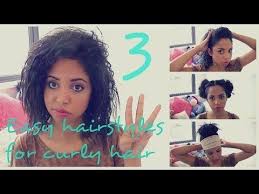 We know curly hair can take a lot of the time to style and tame, but with these quick fixes you'll arrive to class in style and on time. 3 Quick And Easy Hairstyles For Curly Frizzy Hair Racquel Stewart Frizzy Curly Hair Cool Hairstyles Curly Hair Styles