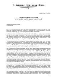 Wenn der brief ein offizielles schreiben ist, sollte man die folgende prinzipien beachten. Abschiedsbrief Der Schulleiterin An Die Schuler Stadtisches
