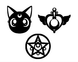 3pk Sailor Moon Luna Brooch Locket Car Laptop Window Etsy Moon Decal Anime Decals Moon Silhouette