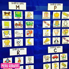 Alphabet Cards Beginning Sounds Pocket Chart Centers And