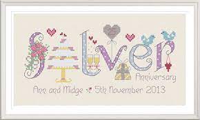 Go cross stitch crazy with our huge selection of free cross stitch patterns! Silver 25th Wedding Anniversary Customisable Cross Stitch Etsy Cross Stitch Cards Wedding Cross Stitch Cross Stitch