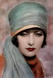 Drawing of Greta Garbo with makeup "The Temptress" 1926. By Sofía Metaxas