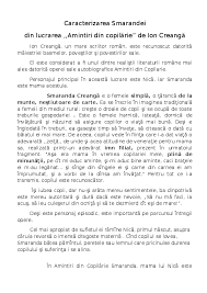 * informatiile pe care le da autorul despre personaj * conversatiile cu celelalte personaje * gandurile pe care le are * pparerile celorlalte personaje despre el * actiunile lui. Doc Caracterizarea Smarandei Radu Uglea Academia Edu
