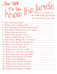 Questions about the bride and groom's relationship. Bridal Shower Games A California Mama