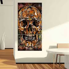 Canvas Wall Art Skeletons Design Group Paintinggiclee Day Of The Dead Skull Face Artwork Contemporary Pictures Abstract F Canvas Wall Art Face Artwork Wall Art