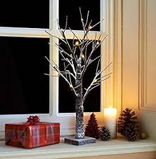 Snowy Light Up Twig Tree 70cm 2ft Brown White Christmas Pre Lit Table Top Led Lights Winte Twig Christmas Tree Artifical Christmas Tree Colorful Christmas Tree