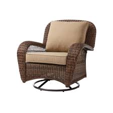 Hampton Bay Beacon Park Brown Wicker Outdoor Patio Swivel Lounge Chair With Standard Toffee Trellis Tan Cushions Frs80812crs Lounge Chair Outdoor Outdoor Chairs Outdoor Rocking Chairs