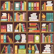 Seamless Pattern With Books On Bookshelves Vector Illustration Bookshelf Art Seamless Background Seamless Patterns