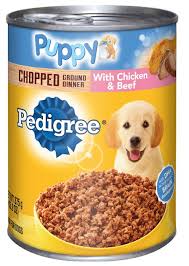 Wet puppy food is best served at room temperature, as it smells more attractive and is easier to digest. Pedigree Puppy Chopped Ground Dinner With Chicken Beef Canned Dog Food 13 2 Oz Case Of 12 Chewy Com