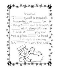 Snowball Fill In The Blank Poem Poetry For Kids Kindergarten Writing Winter Kindergarten