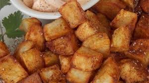 Patatas Bravas Is A Classic Spanish Dish Of Fried Potato Cubes Served With A Spicy Dipping Sauce Serve Them Up As A Crowd P Patatas Bravas Recipe Recipes Food