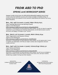 From Abd To Phd Spring 2016 Workshop Series The Graduate Center