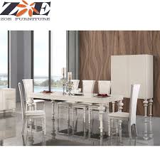 What to do when you don't want to paint your dining room chairs, but you don't love them as is: China Foshan Modern Solid Wood And Mdf High Gloss Pu Painting Dining Table With Eight Chairs China Dining Furniture Modern Dining Table