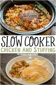 Slow Cooker Whole Chicken With Stuffing Recipe Chicken Crockpot Recipes Crockpot Recipes Slow Cooker Recipes