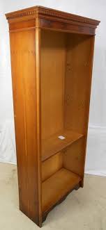 Tall and narrow mahogany open bookcase with adjustable shelves. Yew Tall Narrow Open Bookcase