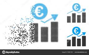 Dust Dotted Halftone Euro Business Chart Icon Stock Vector