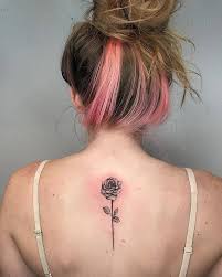 Single Needle Rose Tattoo On The Upper Back Upper Back Tattoos Rose Tattoo Rose Tattoos