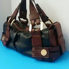 Michael Kors Black And Brown Purse Vtg Michael Kors Black Brown Handbag Brown Leather Handbags Brown Handbag Genuine Leather Handbag