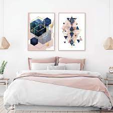 Set Of 2 Printable Blush Pink Navy Gold Geometric Prints Digital Download Dusky Pastel Pink Blue Bedroom Wall Art Decor Trending Now In 2021 Green Bedroom Walls Pink Green Bedrooms Bedroom Green