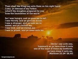 Matthew 25 34 36 40 Matthew 25 Matthews Come Unto Me