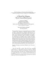 Among filipino americans, research suggests that loss of face was negatively associated with past qualitative studies suggest that loss of face or shame may be implicated in the filipinos' reluctance. Pdf A Model For Filipino Work Team Effectiveness
