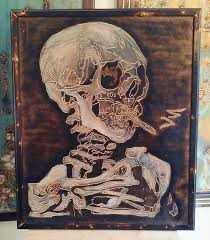 Van Gogh Skull Of A Skeleton With Burning Cigarettecnc Wood Van Gogh Cnc Wood Carving Art