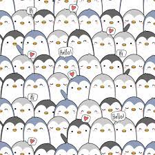 Cute Penguin Greeting Cartoon Seamless Pattern Cute Penguin Cartoon Cute Cartoon Drawings Penguin Wallpaper
